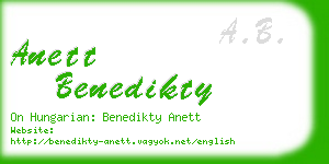 anett benedikty business card